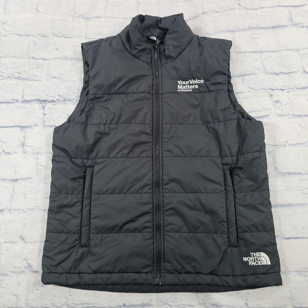 The North Face Puffer Vest MENS M Black Quilted Full Zip Outdoor Gorpcore Logo